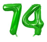Number 74 Balloons for 74th Birthday Party Decorations, 0-100 Large No.74 Balloons for Women Men and Grandpa Grandma, 40 Inch Fruit Green Foil Helium Balloon for 74 Year Old Anniversary Decorations