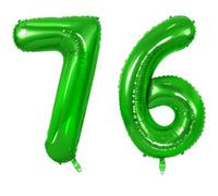 Number 76 Balloons for 76th Birthday Party Decorations, 0-100 Large No.76 Balloons for Women Men and Grandpa Grandma, 40 Inch Fruit Green Foil Helium Balloon for 76 Year Old Anniversary Decorations