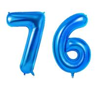 Number 76 Balloons for 76th Birthday Party Decorations, 0-100 Large No.76 Balloons for Women Men and Grandpa Grandma, 40 Inch Dark Blue Foil Helium Balloon for 76 Year Old Anniversary Decorations