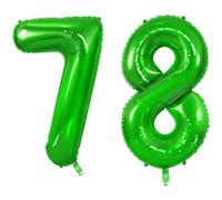 Number 78 Balloons for 78th Birthday Party Decorations, 0-100 Large No.78 Balloons for Women Men and Grandpa Grandma, 40 Inch Fruit Green Foil Helium Balloon for 78 Year Old Anniversary Decorations