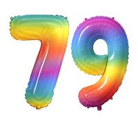 Number 79 Balloons for 79th Birthday Party Decorations, 0-100 Large No.79 Balloons for Women Men and Grandpa Grandma, 40 Inch Rainbow Foil Helium Balloon for 79 Year Old Anniversary Decorations
