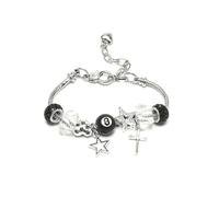 Number 8 Ball Bead Five Point Star Crucifix Charm Adjustable Necklace Zn Alloy Bracelet For Daily Wear And Parties, As the pic show, Zinc, No Gemstone
