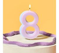 Number 8 Birthday Candle, Layered Colour Wax for Cake, Purple and Blue Design, Numeric Birthday Candle, Ideal for Cake Decoration and Birthday Parties