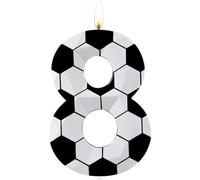 Number 8 Candles 8th Birthday Candles Soccer Happy Birthday Candle Premium Wax & 3D Diamond Design Soccer Themed Cake Topper Decorations for Men Boy Birthday Party Anniversary Celebration Supplie