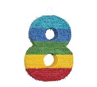 Number 8 Pinata (37cm x 53cm) - Vibrant Multicolor Party Essential - Perfect for Kids Birthday Celebrations & Festivities - 1 Pc