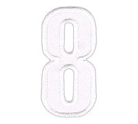 Number 8 White Iron-On or Sew On Patch Flower Iron-On Patch for Clothes Embroidered Iron-On Patch Applique Number Number Eight Patch Size 2.5 x 5.0 cm
