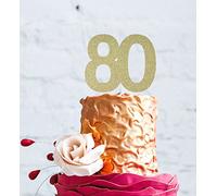 Number 80 Cake Topper Large - 80th Birthday Cake Topper - Glitter Gold