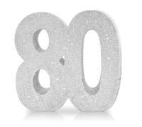 Number 80 Glitter Table Decoration Centrepiece Silver,80th Birthday Table Decorations for Women Men,20cm Sparkly 80 Sign Table Number Topper for Birthday Wedding Anniversary Table Decorations