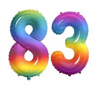 Number 83 Balloons for 83rd Birthday Party Decorations, 0-100 Large No.83 Balloons for Women Men and Grandpa Grandma, 40 Inch Rainbow Foil Helium Balloon for 83 Year Old Anniversary Decorations