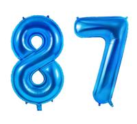 Number 87 Balloons for 87th Birthday Party Decorations, 0-100 Large No.87 Balloons for Women Men and Grandpa Grandma, 40 Inch Dark Blue Foil Helium Balloon for 87 Year Old Anniversary Decorations