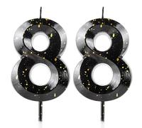 Number 88 Candles 88th Birthday Candles 3D Black Gold Happy Birthday Candle Premium Wax & 3D Diamond Design Cake Topper Decorations for Party Wedding Anniversary Celebration Supplie