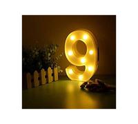 (Number 9) 22cm LED Light Up Numbers White 0-9 Wedding Birthday Party Battery Operated Lamp