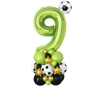 Number 9 Balloon 40 Inch Green Football Giant Number Foil Balloon Large Number Nine Balloons Tower for Kids Boys 9th Birthday Party Helium Digital Balloons Stack Decor for Soccer Lover World Sports