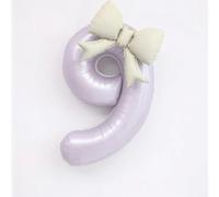 Number 9 Balloon, 40 Inch Purple Foil Number Balloon with 21 Inch off-white Bow Balloon and Glue Dots, Giant Birthday Number Balloons for Girls' Party Decorations