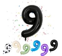 Number 9 Balloons Black, 40inch Large 9 Balloon Helium Balloons,Self Inflating Foil Nmber Balloon 9 Balloons for 9th Birthday Decorations Boys Girls Birthday Anniversary Decorations