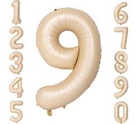 Number 9 Balloons Giant Caramel number balloons Oatmeal 9th Birthday Decorations Light Brown 9 balloon for Birthday Supply Large foil balloons 40 Inch Digital 9 Ballons