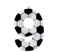 Number 9 Candles 9th Birthday Candles Soccer Happy Birthday Candle Premium Wax & 3D Diamond Design Soccer Themed Cake Topper Decorations for Men Boy Birthday Party Anniversary Celebration Supplie