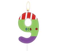 Number 9 Candles, Green Purple White Children's Birthday Party Cake Decoration, 9th Cartoon Buzz Plane Theme