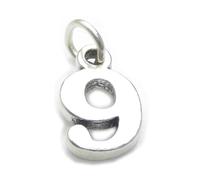 Number 9 Nine sterling silver charm .925 x 1 Numbers charms pendants