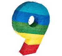 Number 9 Pinata (37cm x 53cm) - Vibrant Multicolor Party Essential - Perfect for Kids Birthday Celebrations & Festivities - 1 Pc