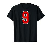 Number 9 Red College Sports Team Style T-Shirt