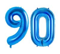 Number 90 Balloons for 90th Birthday Party Decorations, 0-100 Large No.90 Balloons for Women Men and Grandpa Grandma, 40 Inch Dark Blue Foil Helium Balloon for 90 Year Old Anniversary Decorations