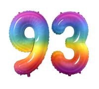 Number 93 Balloons for 93rd Birthday Party Decorations, 0-100 Large No.93 Balloons for Women Men and Grandpa Grandma, 40 Inch Rainbow Foil Helium Balloon for 93 Year Old Anniversary Decorations