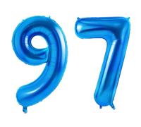 Number 97 Balloons for 97th Birthday Party Decorations, 0-100 Large No.97 Balloons for Women Men and Grandpa Grandma, 40 Inch Dark Blue Foil Helium Balloon for 97 Year Old Anniversary Decorations