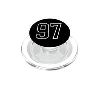 Number #97 White Black Sports Team Fan PopSockets PopGrip for MagSafe