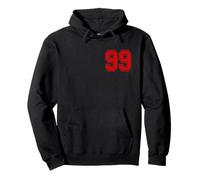 Number 99 Red Sports Team Style Pullover Hoodie