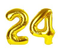 Number Balloon 40 Inch, 24 Number Balloons, Gold 42 Happy Birthday Decorations for Women Men, Ballons 24th for Wedding Anniversaries Party