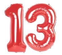 Number Balloon 40 Inch, Large Red Number 13 Balloon Party Decorations for 1 3 31 Birthday Memorial Day, Foil Balloon for Outdoor & Indoor Wedding Supplies