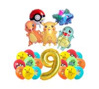 (number balloon 9, 12INCH) Pokemon Theme Birthday Party Decoration Supplies Cartoon Pokemon Go Tableware Cups Plates Pikachu Balloon For Baby Shower Favor