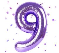 Number Balloon Purple, Purple Balloon 9, 40 Inch Purple Foil Balloon 9.101 cm Purple Number Balloon 9 Helium Balloon 9th Birthday for 9 Years Birthday Decoration Children Girls Boys