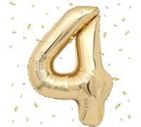 Number Balloon White Gold, White Gold Balloon 4, 40 Inch White Gold Foil Balloon 4.101 cm White Gold Number Balloon 4 Helium Balloon 4th Birthday for 4 Years Birthday Decoration Children Girls Boys