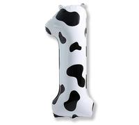 Number Balloons 1, 40 Inch Cow Print Large Self Inflating Foil Number Balloons for Boys Girls 1st Birthday Decor Farm Animals Theme Party Cowboy Cowgirl Theme Party Baby Shower Decoration Supplies