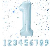 Number Balloons 1,Pastel Blue Balloons 1 for Birhtday Party Decoration,40 Inch Giant Helium Foil Number Balloons for Boys Girls 1th Birthday Party Decor Anniversary Party Decorations Supplies