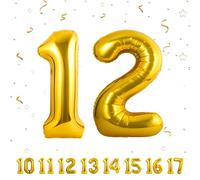 Number Balloons 12,Gold 12 Balloon 40 Inch Giant Helium Foil Number Balloons for Boys Girls 12th Birthday Party Decor Anniversary Party Decorations Supplies