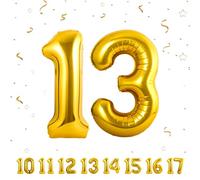 Number Balloons 13,Gold 13 Balloon 40 Inch Giant Helium Foil Number Balloons for Boys Girls 13th Birthday Party Decor Anniversary Party Decorations Supplies