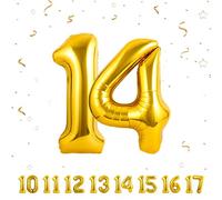 Number Balloons 14,Gold 14 Balloon 40 Inch Giant Helium Foil Number Balloons for Boys Girls 14th Birthday Party Decor Anniversary Party Decorations Supplies