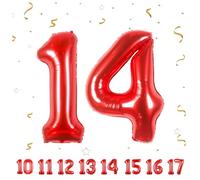 Number Balloons 14,Red 14 Balloon 40 Inch Giant Helium Foil Number Balloons for Boys Girls 14th Birthday Party Decor Anniversary Party Decorations Supplies