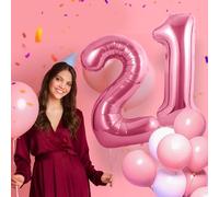 Number Balloons 21,Pink 21 Balloon 40 Inch Giant Helium Foil Number Balloons for Boys Girls 21th Birthday Party Decor Anniversary Party Decorations Supplies