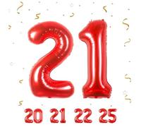 Number Balloons 21,Red Balloons 21 for Birhtday Party Decoration,40 Inch Giant Helium Foil Number Balloons for Women Men 21th Birthday Party Decor Anniversary Party Decorations Supplies
