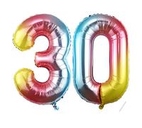 Number Balloons 30,Rainbow 30 Balloon 40 Inch Giant Helium Foil Number Balloons for Boys Girls 30th Birthday Party Decor Anniversary Party Decorations Supplies