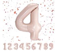 Number Balloons 4,Pastel Pink Balloons 4 for Birhtday Party Decoration,40 Inch Giant Helium Foil Number Balloons for Boys Girls 4th Birthday Party Decor Anniversary Party Decorations Supplies