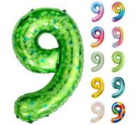 Number Balloons 40 Inch, Green Pixel 9 Number Balloons, 9 Year Old Birthday Decorations Supplies, Large Mylar Pixel Helium Balloon, Suitable for a 9st Video Game Golf Birthday Foil Numberballoons