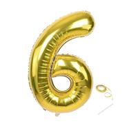 Number Balloons,40 Inch Large Gold Number 6 Balloon Birthday Party Decorations Birthday Balloons with a Straw,for Boys Girl Anniversary Celebration Decoration Supplies
