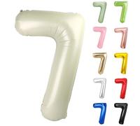 Number Balloons 40 Inch, Sand White 7 Number Balloons, Cream White 7 Year Old Birthday Decorations Supplies, XXL Large Mylar Helium Balloon, Suitable for a 7st Birthday Foil Numberballoons