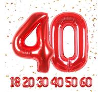 Number Balloons 40,Red 40 Balloon 40 Inch Giant Helium Foil Number Balloons for Boys Girls 40th Birthday Party Decor Anniversary Party Decorations Supplies