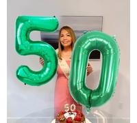 Number Balloons 50,Green Balloons 50 for Birhtday Party Decoration,40 Inch Giant Helium Foil Number Balloons for Women Men 50th Birthday Party Decor Anniversary Party Decorations Supplies